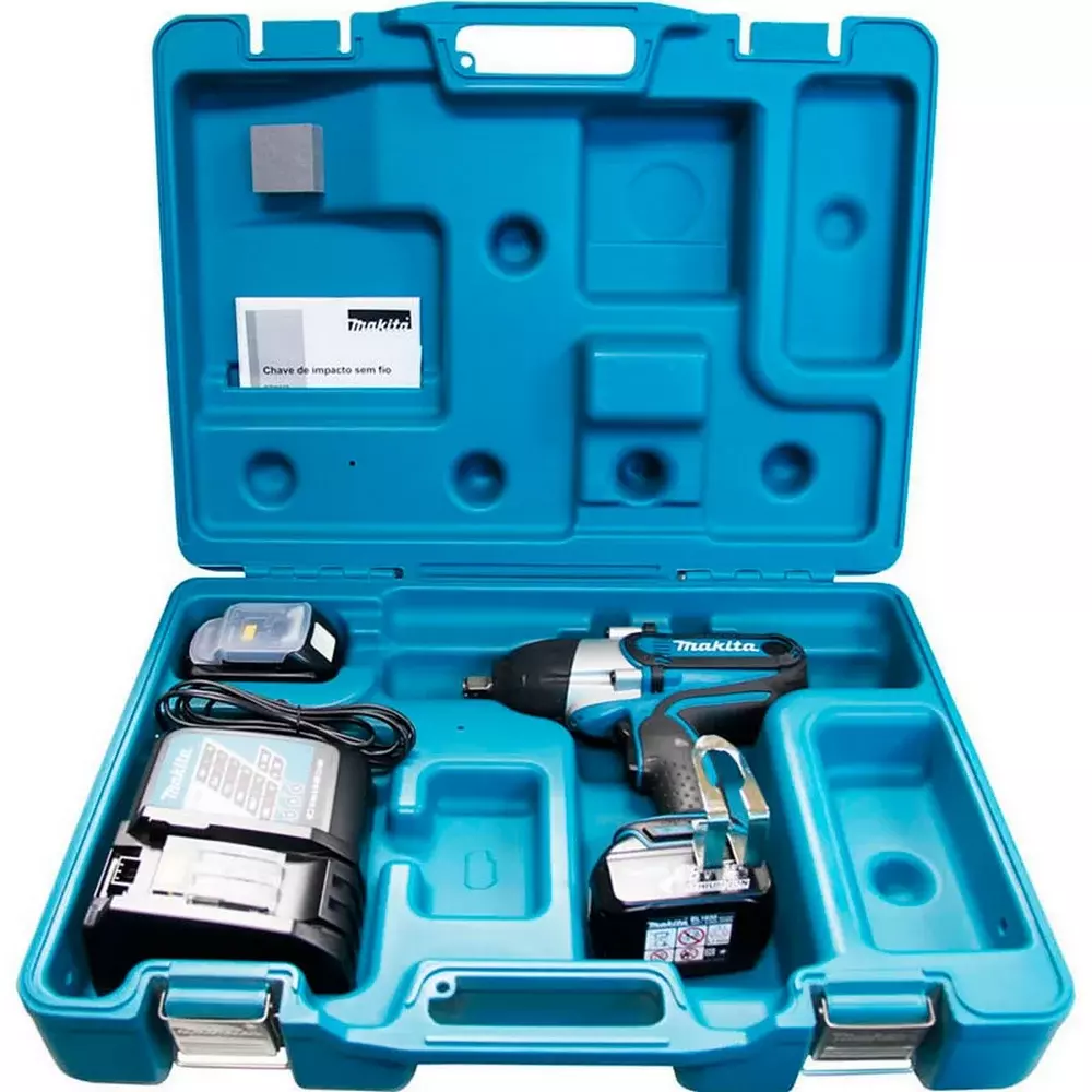 Chave de Impacto a Bateria 18v 440NM com Maleta Carregador e 2 Baterias 3AH 1/2" Bivolt Makita DTW450RFE