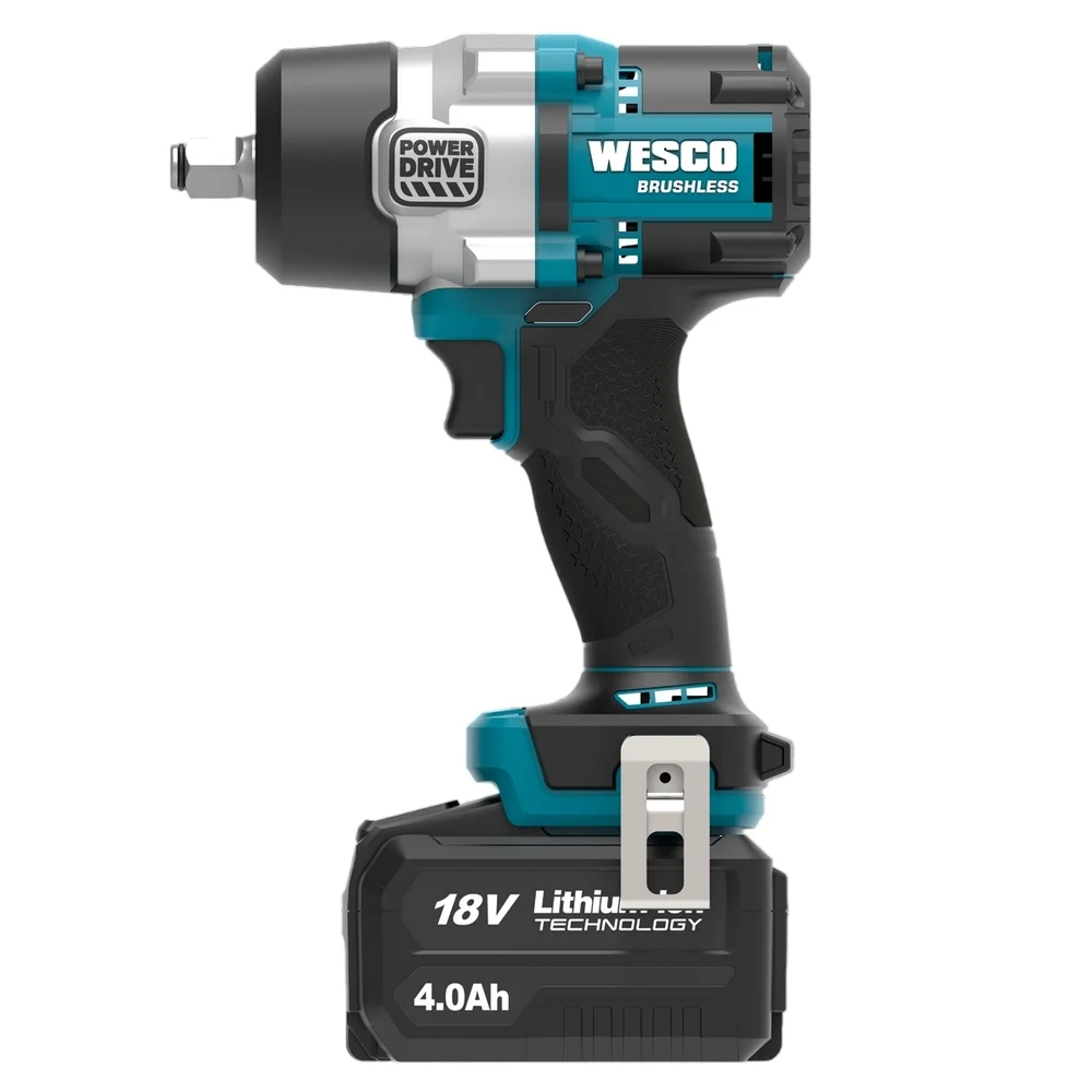 Chave de Impacto a Bateria 18V 700NM Brushless Carregador 2 Baterias 4AH Soquetes 1/2" Bivolt Wesco WS2392K2