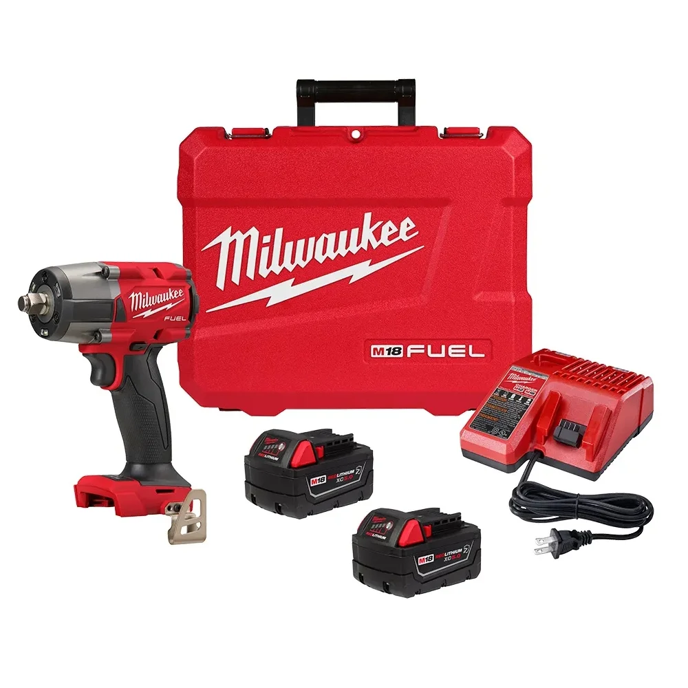 Chave de Impacto a Bateria 18V 745NM Brushless Maleta Carregador 2 Baterias 5AH 1/2" 220V Milwaukee 2962-22R