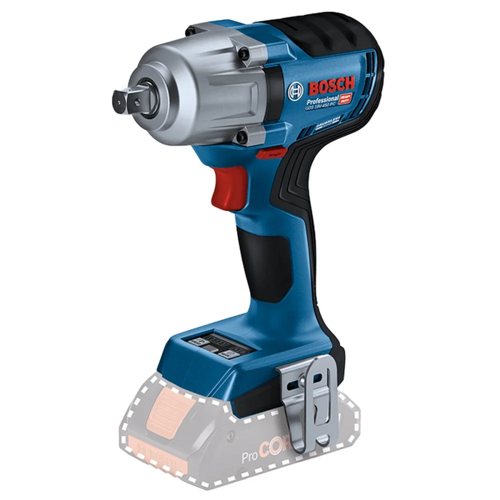 Chave de Impacto a Bateria 18V 800NM Brushless Sem Carregador e Bateria 1/2" Bosch GDS 18V-450 PC
