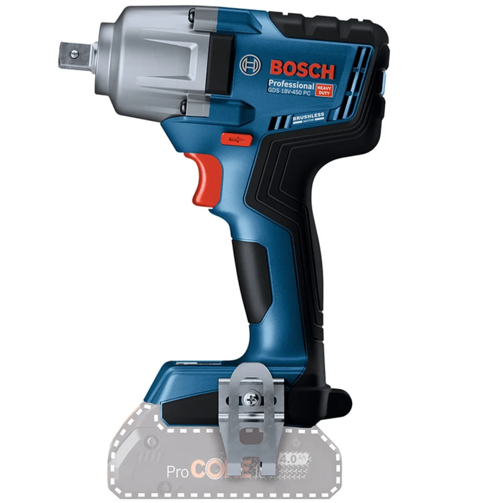 Chave de Impacto a Bateria 18V 800NM Brushless Sem Carregador e Bateria 1/2" Bosch GDS 18V-450 PC
