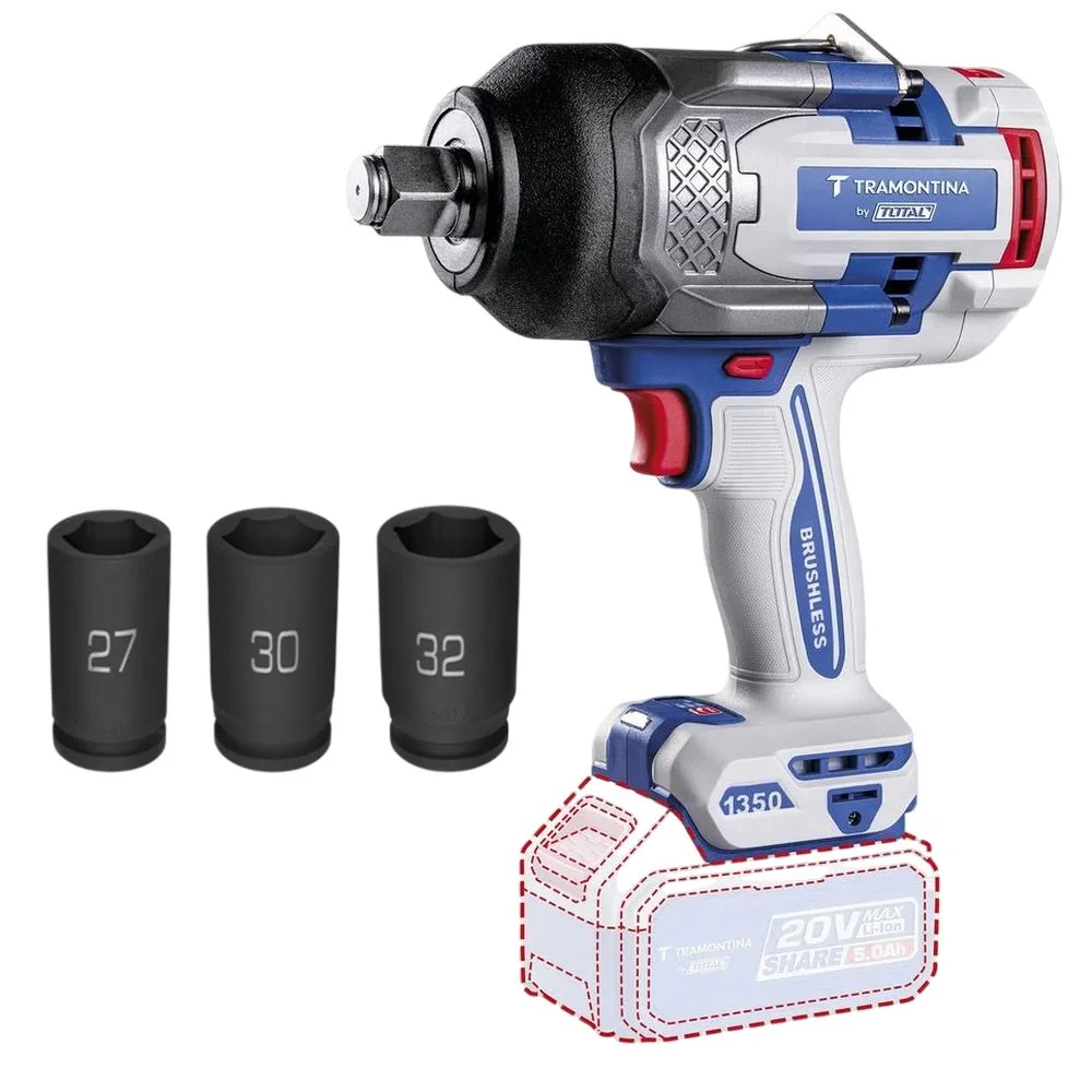 Chave de Impacto a Bateria 20V 1350NM Brushless Sem Carregador e Bateria 3/4" Tramontina by Total 42303/013