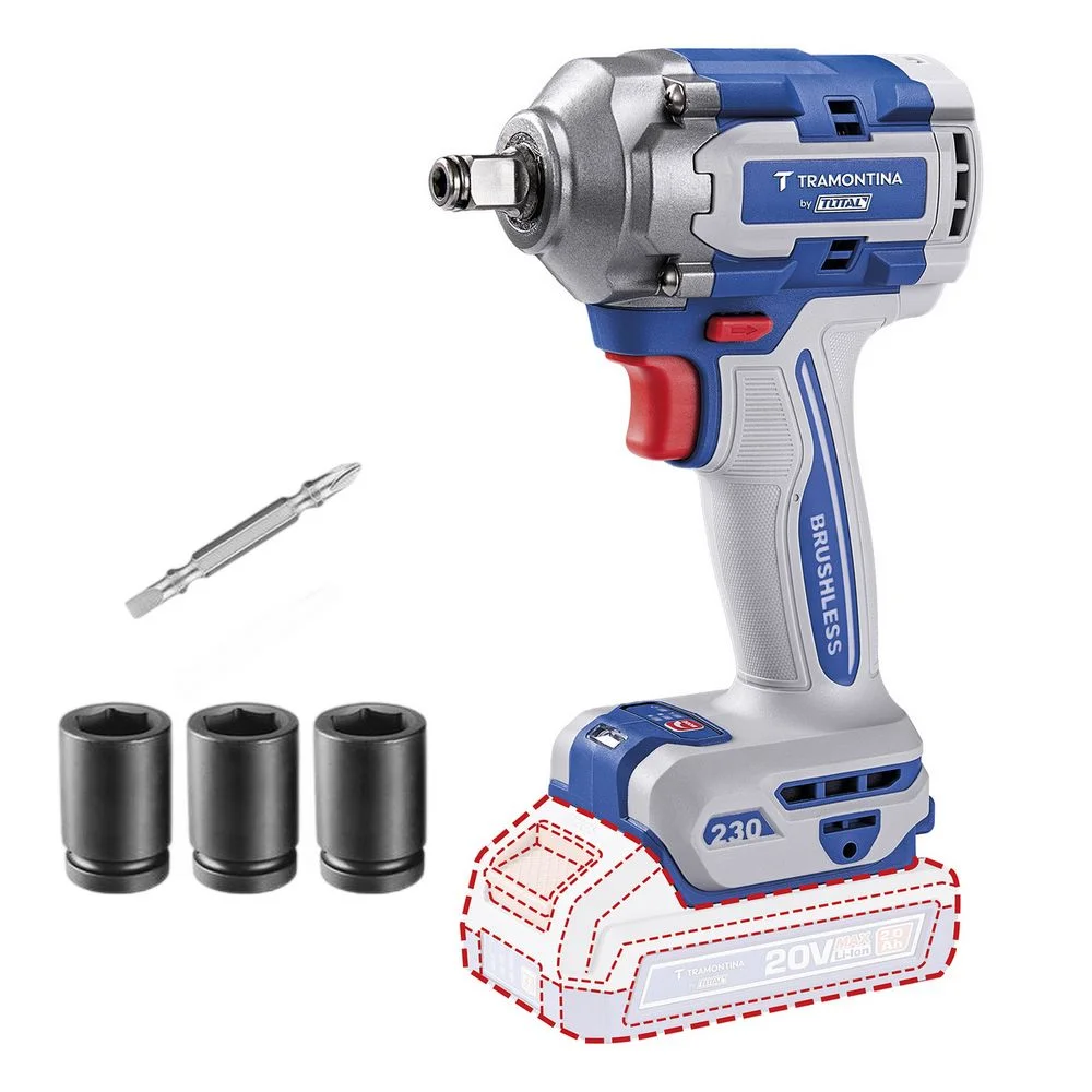 Chave de Impacto a Bateria 20V 230NM Brushless Sem Carregador e Bateria 1/4"-1/2" Tramontina Tota 42303/002