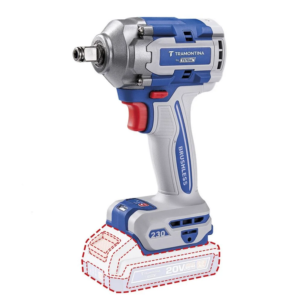 Chave de Impacto a Bateria 20V 230NM Brushless Sem Carregador e Bateria 1/4"-1/2" Tramontina Tota 42303/002