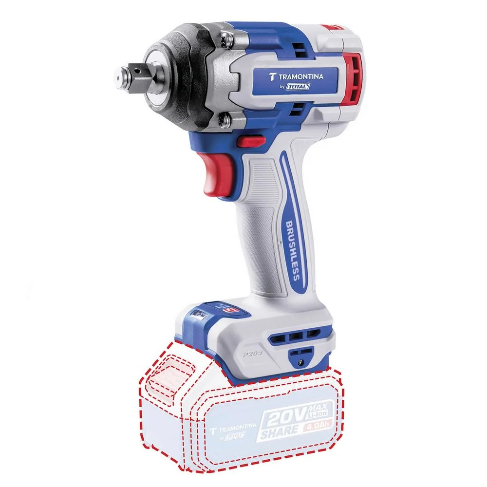 Chave de Impacto a Bateria 20V 550NM Brushless Sem Carregador e Bateria 1/2" Tramontina Tota 42303/005