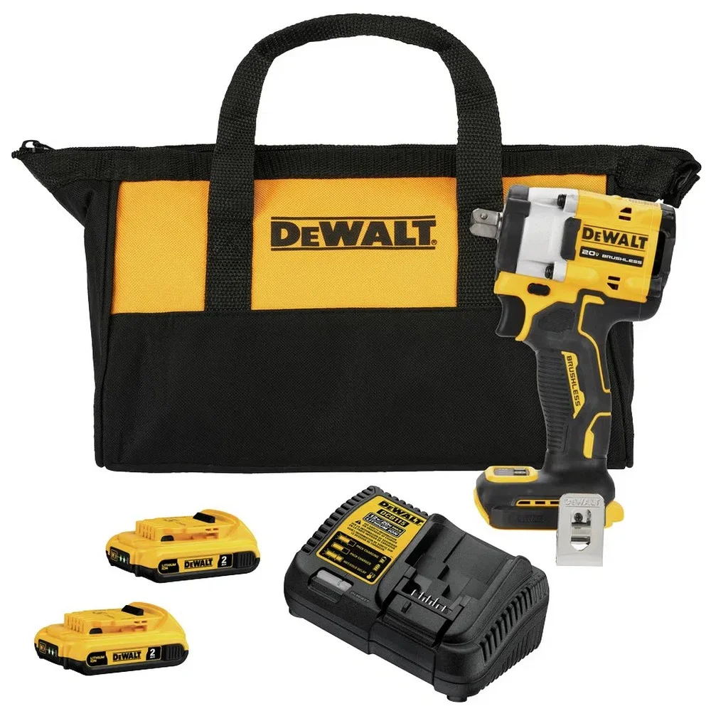Chave de Impacto a Bateria 20V Max 406NM Brushless Bolsa Carregador e 2 Baterias 2AH 1/2" Bivolt Dewalt DCF922D2-BR