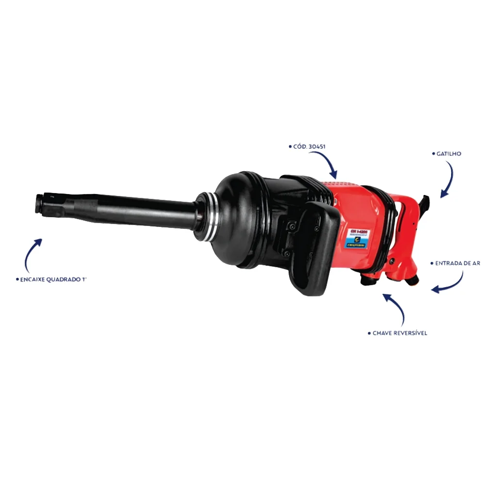 Chave de Impacto Pneumatica Longa 4200NM Twin Hammer com Maleta e Acessorios 1" Chiaperini CHI-4200 RED