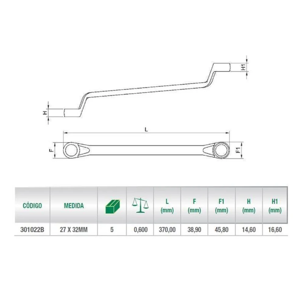 Chave Estria CRV 27X32MM Belzer 301022B