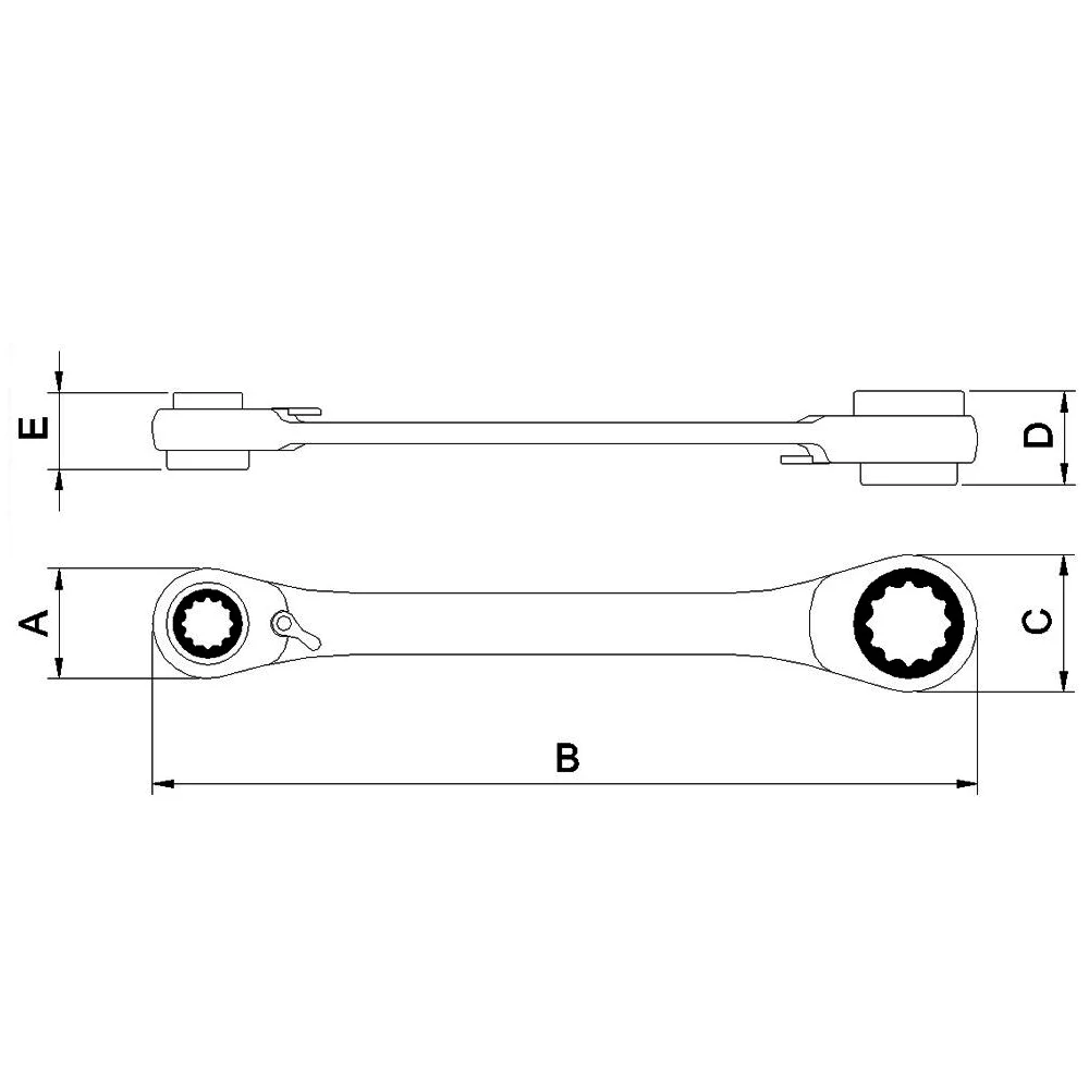 Chave Estria Plana Catraca 4 Bocas CRV 16X17X18X19MM Tramontina Pro 44637/105