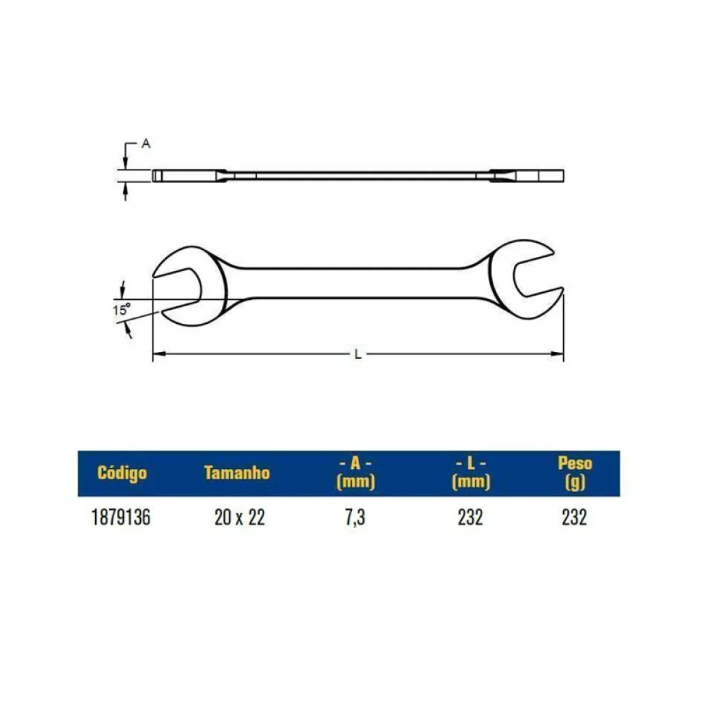 Chave Fixa CRV 20X22MM Irwin 1879136