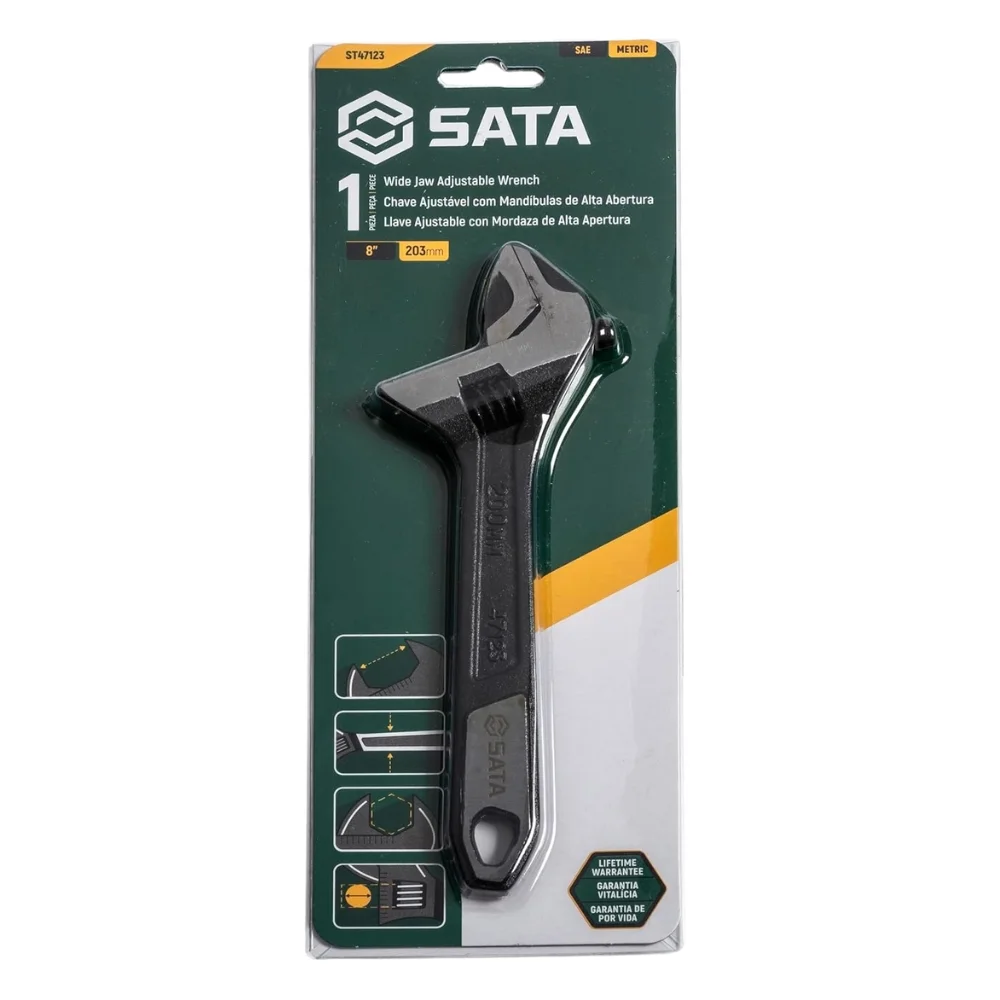 Chave Inglesa Oxidada Abertura 24MM CRV 8" Sata ST47123
