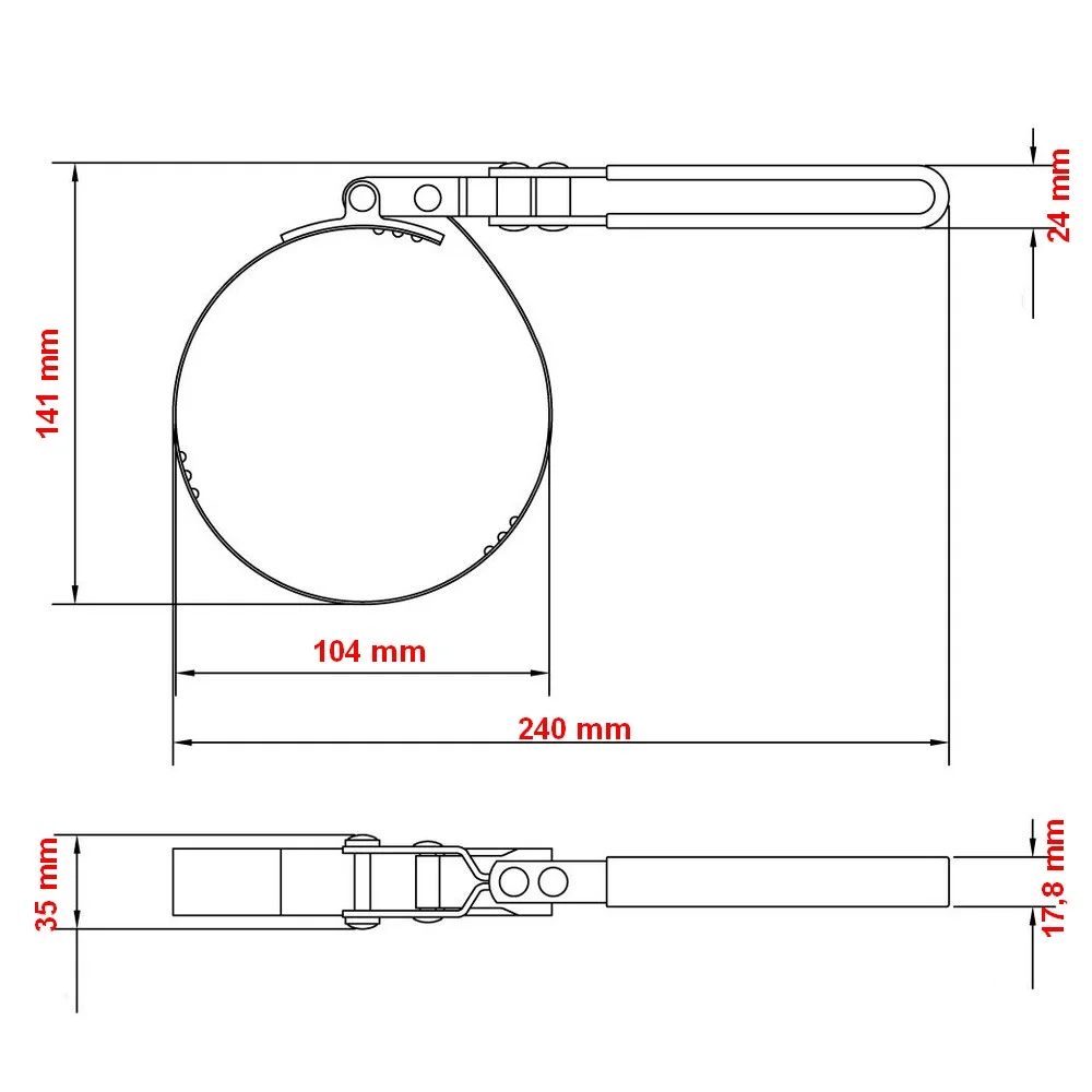 Chave para Filtro de Oleo Tipo Cinta 104-113MM Tramontina Pro 44041/003