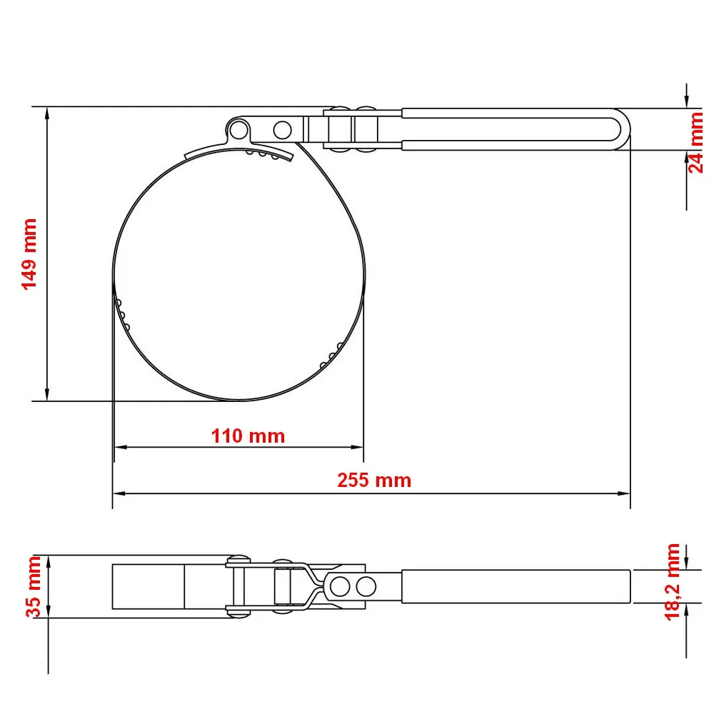 Chave para Filtro de Oleo Tipo Cinta 110-121MM Tramontina Pro 44041/004