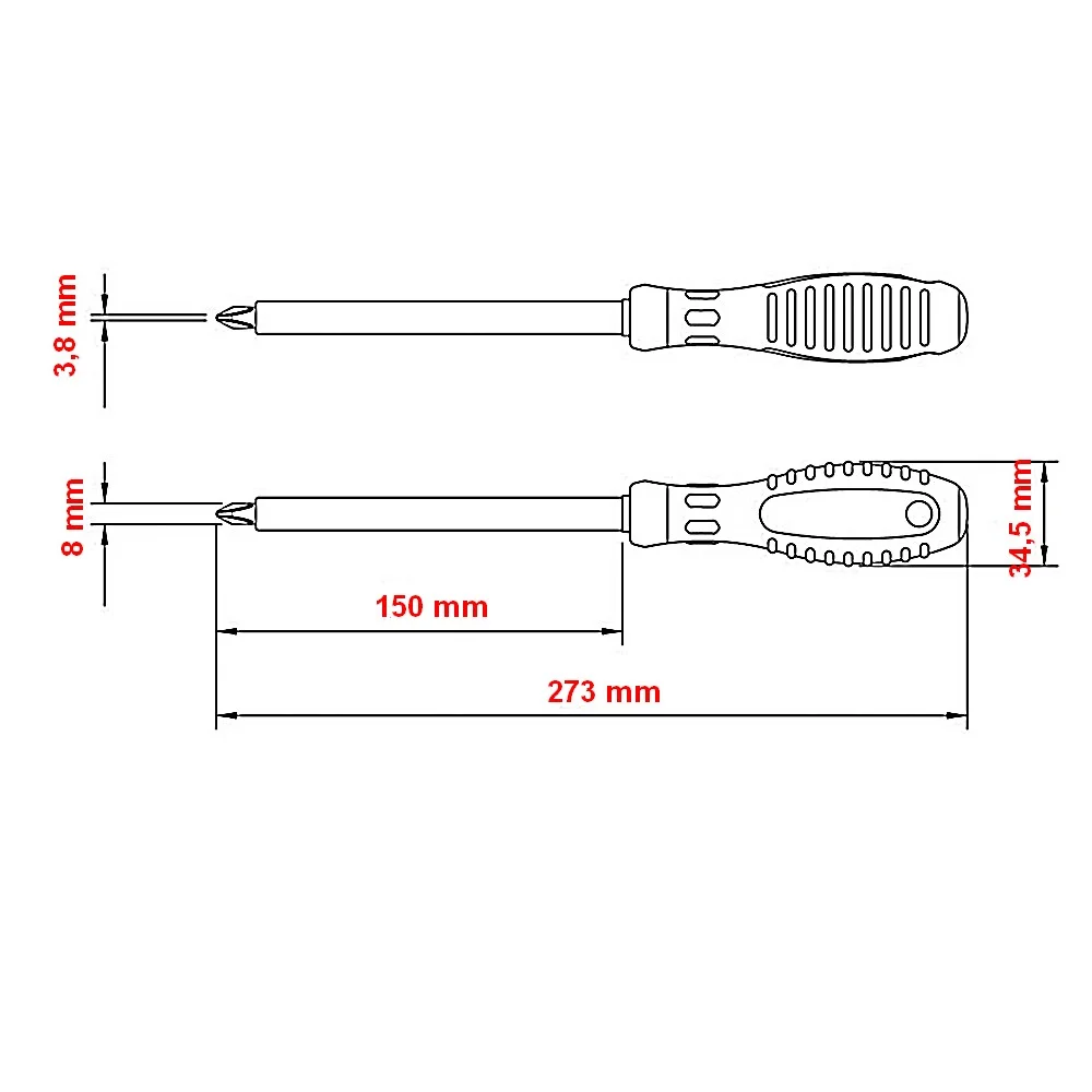 Chave Phillips Haste Isolada 1000V IEC60900 NR10 Cabo com Duplo Isolamento CRV 3/8X8" Tramontina Pro 44316/050