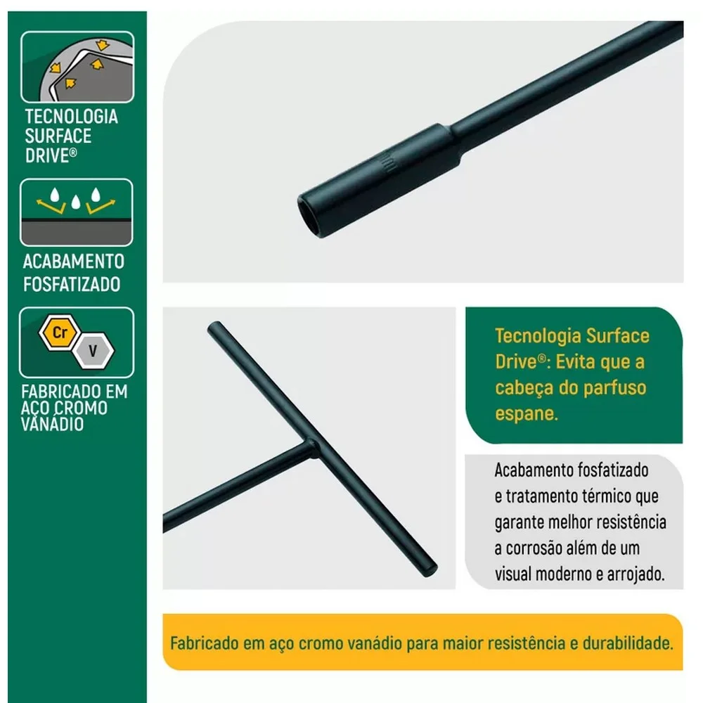 Chave T Fixa Sextavada CRV 9X314MM Sata ST47702SC
