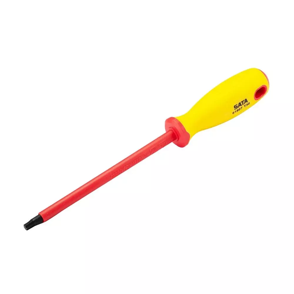 Chave Torx com Cabo Haste Isolada 1000V VDE IEC60900 CRV T10 Sata ST61802