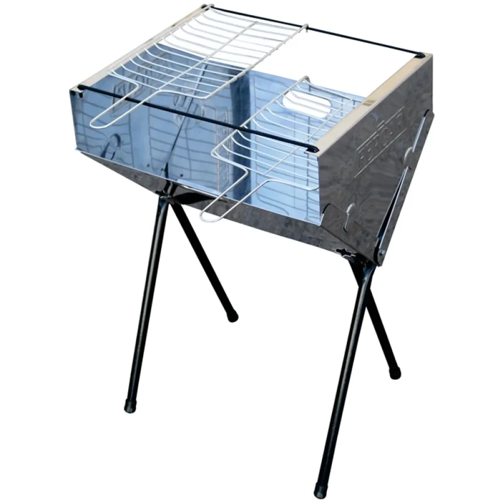 Churrasqueira Em Inox Dobravel Compacta e Portatil com 2 Grelhas 55X32X40CM Fercar CHU-06