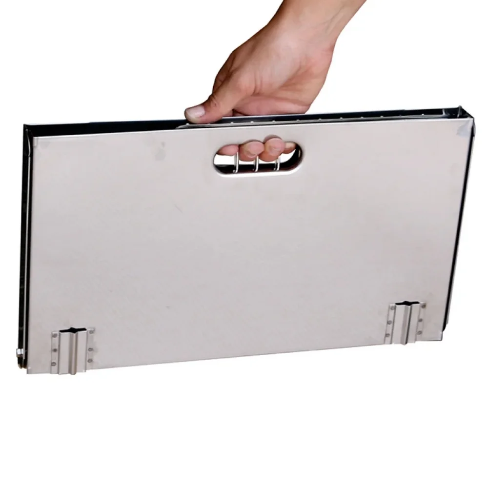Churrasqueira Em Inox Dobravel Compacta e Portatil com 2 Grelhas 55X32X40CM Fercar CHU-06