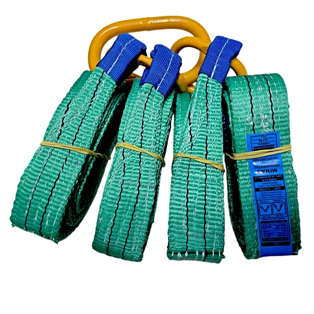 Cinta de Poliester Leg Verde Com 4 Pernas Fator Seguranca 4:1 4,2TX2M Fita Cabo 60DB