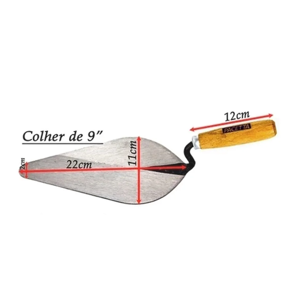 Colher de Pedreiro Canto Reto Forjada 9" Pacetta 2002