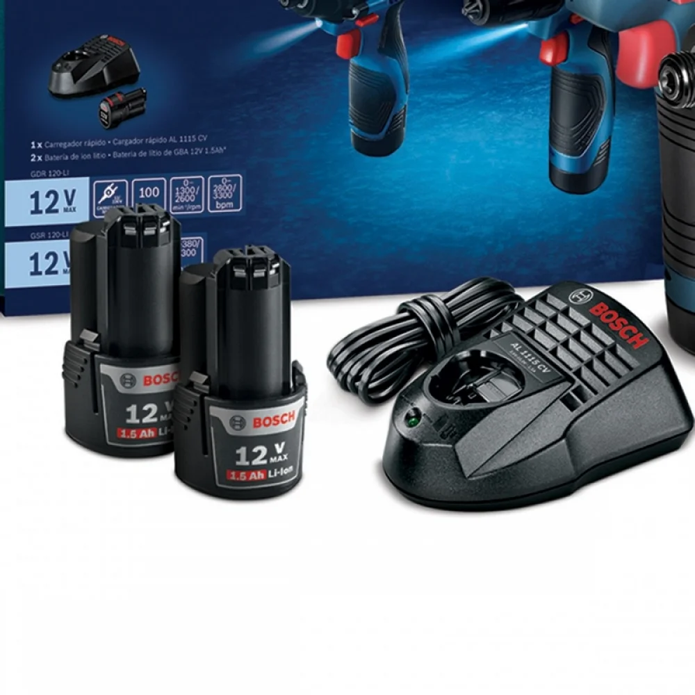 Combo Parafusadeira Furadeira+chave Impacto 18V GSB185li+gdr18V-200 Maleta e 2 Baterias 2AH 1/2" 1/4" Bivolt Bosch 0615A0025X