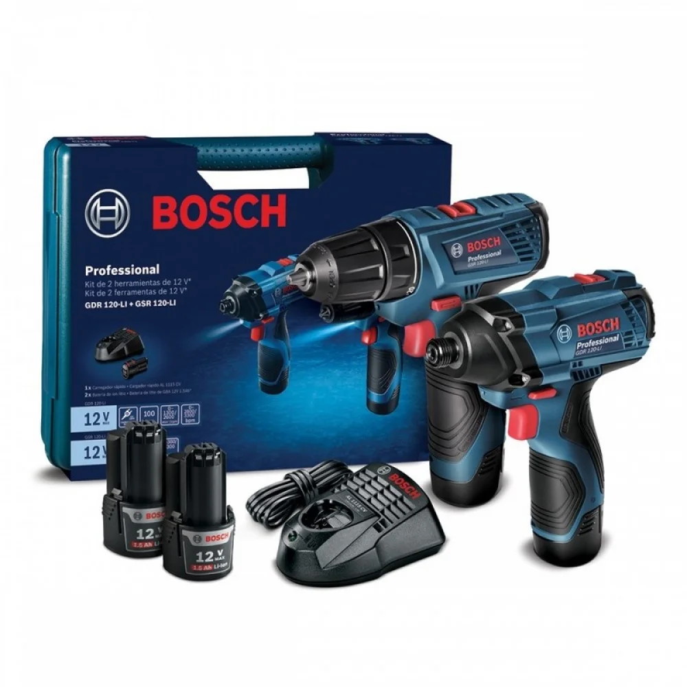 Combo Parafusadeira Furadeira+chave Impacto 18V GSB185li+gdr18V-200 Maleta e 2 Baterias 2AH 1/2" 1/4" Bivolt Bosch 0615A0025X