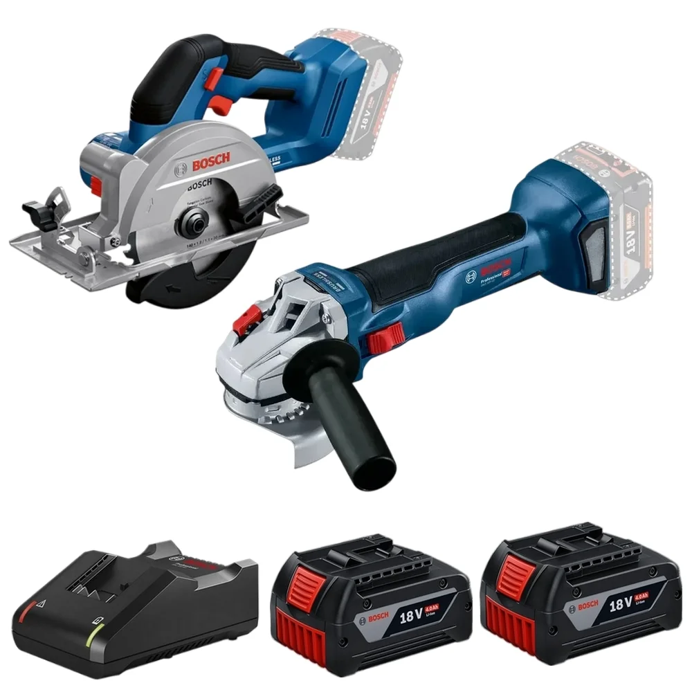 Combo Pague Menos Bosch 18V - Esmerilhadeira 5" + Serra Circular 140mm + 2 Baterias 18V 4ah e Carregador Bivolt BOSCH