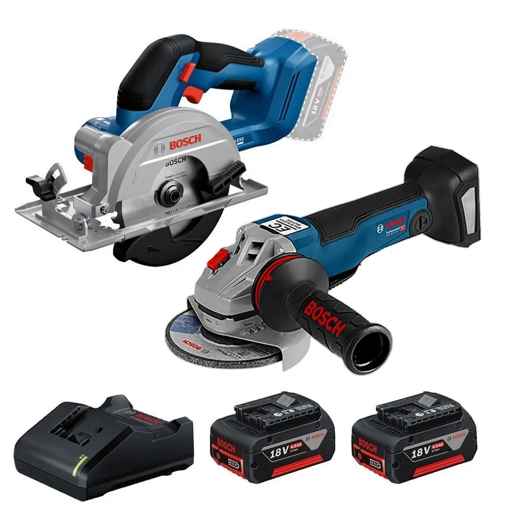 Combo Pague Menos Bosch 18V - Esmerilhadeira 5" + Serra Circular 140mm + 2 Baterias 18V 4ah e Carregador Bivolt BOSCH