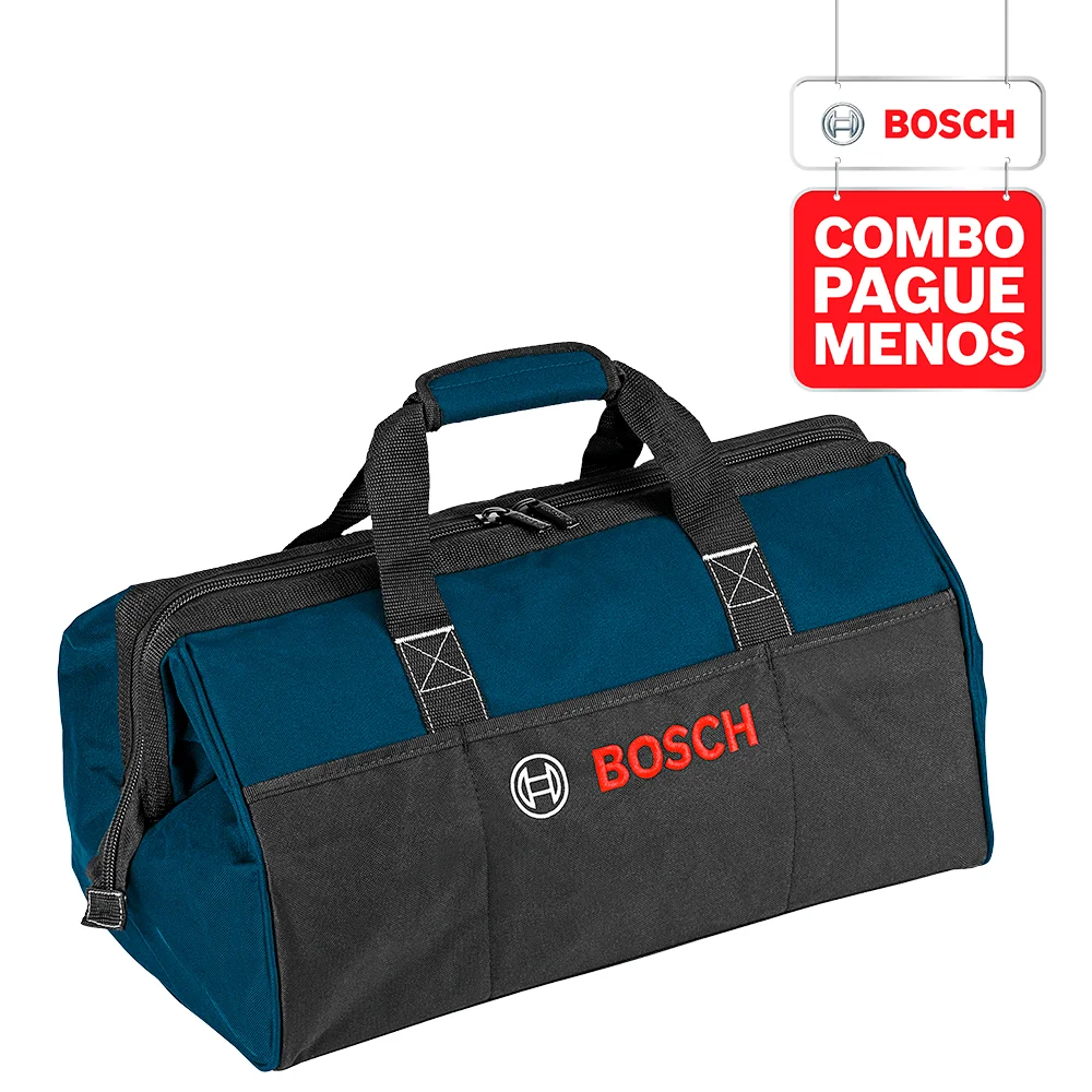 Combo Pague Menos Bosch 18V - Parafusadeira e Furadeira de Impacto de ½" Bosch GSB 18V-50, 18V + Lanterna a Bateria Bosch GLI 18V-1900,18V, com 1900 Lúmens, com 2 baterias 18V 4,0Ah 1 carregador rápido 220V GAL 1880 CV e 1 bolsa de transporte