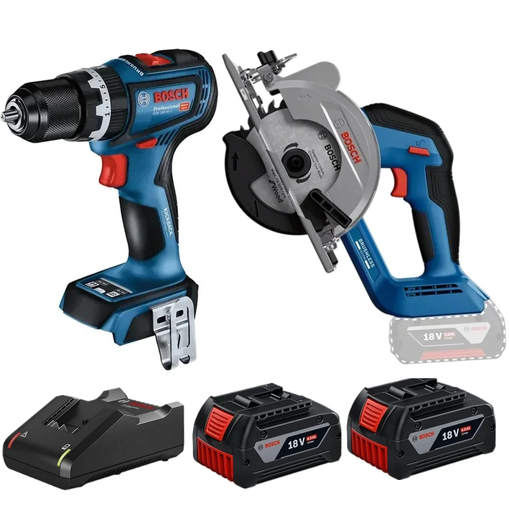 Combo Pague Menos Bosch 18V - Parafusadeira Furadeira Impacto Bateria 1/2" + Serra Circular 140mm + 2 Baterias 18V 4ah e Carregador Gal Bivolt BOSCH