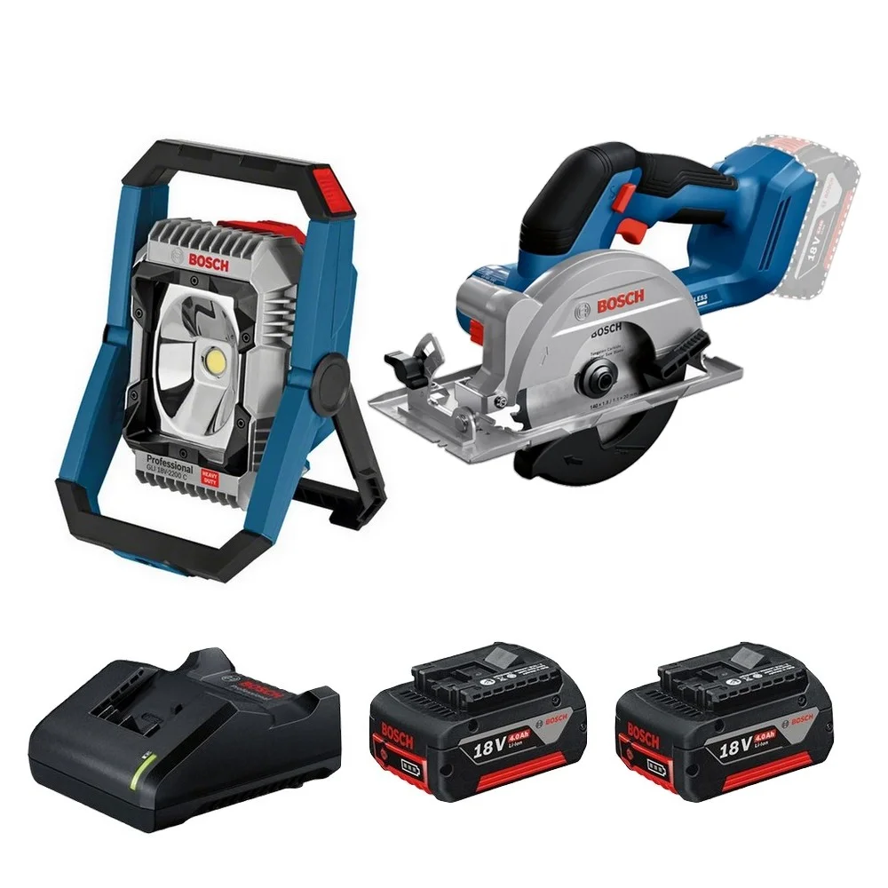 Combo Pague Menos Bosch 18V - Refletor de Led 2200 Lumens + Serra Circular 140mm + 2 Baterias 18V 4ah e Carregador Bivolt BOSCH