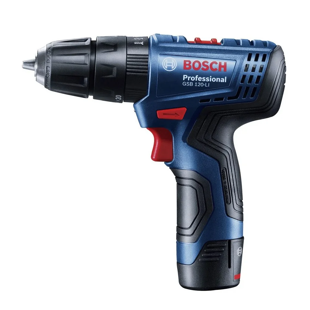 Combo Parafusadeira Furadeira+chave Impacto 12V Carregador Maleta e 2 Baterias 2AH 1/4" 3/8" Bivolt Bosch GSB120+GDR120LI