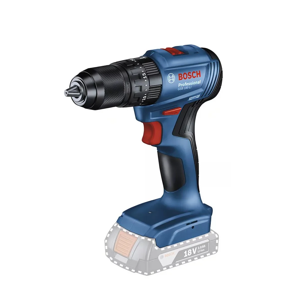 Combo Parafusadeira Furadeira+chave Impacto 18V Com Carregador e 2 Baterias 2AH 1/2" 1/4" Bivolt Bosch GSB185+GDR18V20