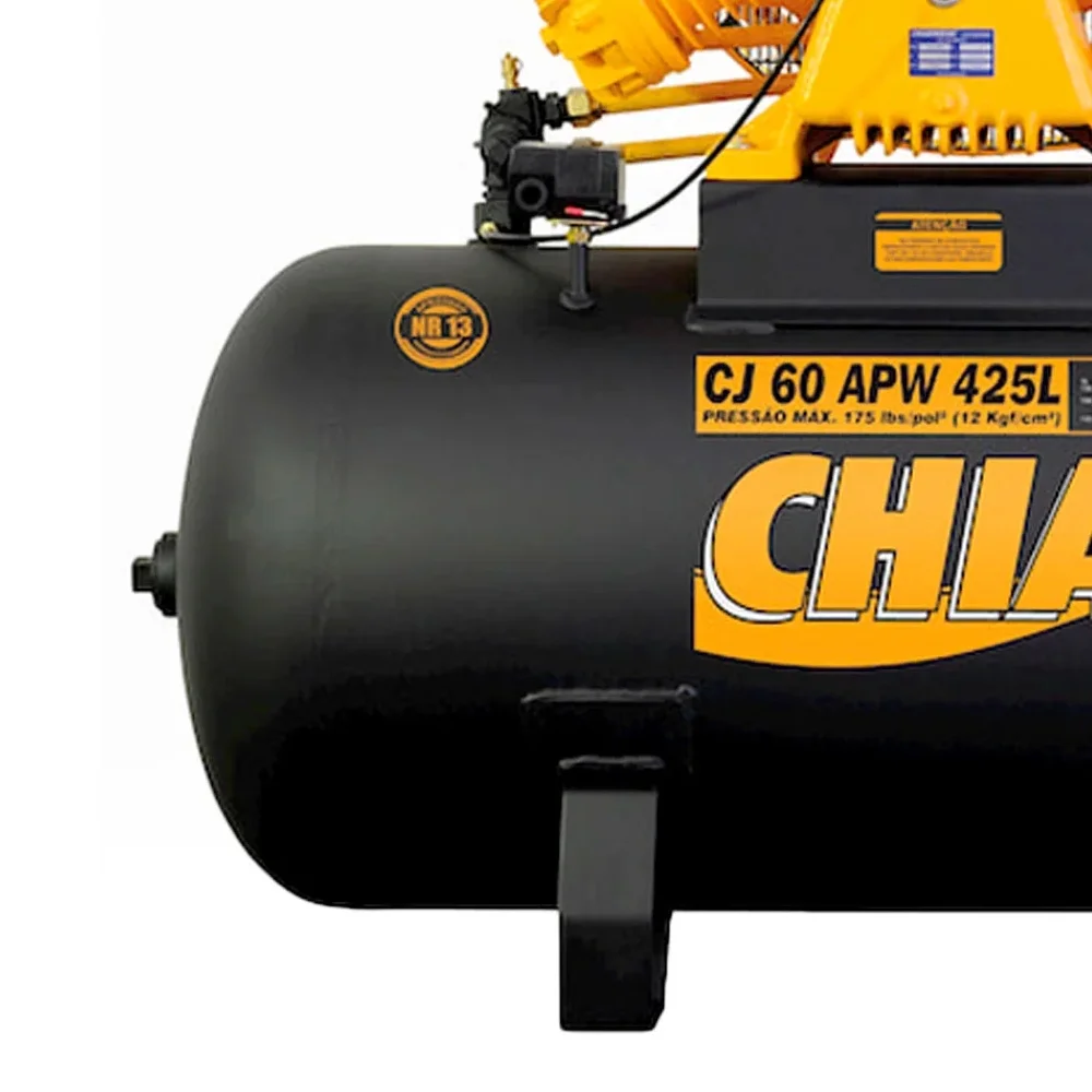 Compressor de Ar Alta Pressao 15HP 425 Litros 175 Libras 60PCM 220/380V TRIF Chiaperini CJ60 APW 425L