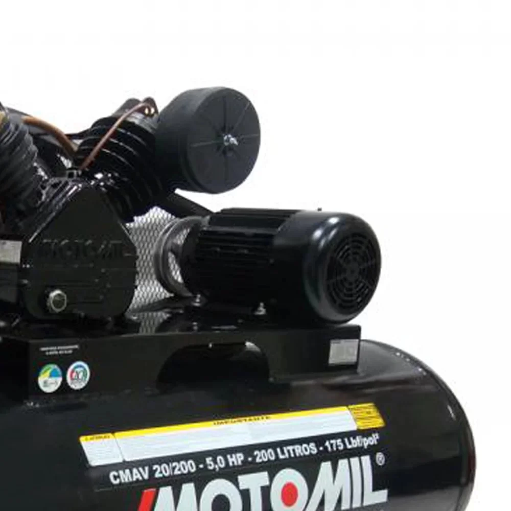 Compressor de Ar Alta Pressao 5HP 250 Litros 175 Libras 20PCM 220/380V TRIF Motomil CMAV-20/250