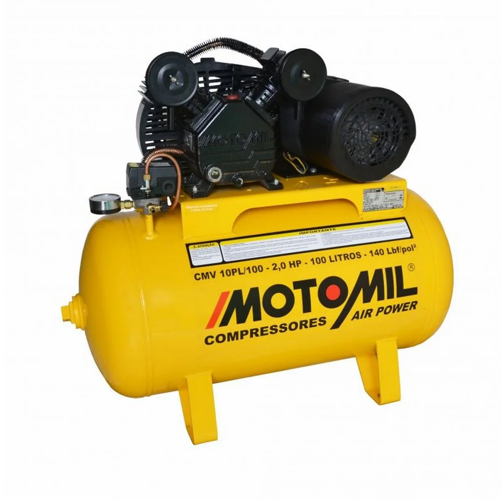 Compressor de Ar Media Pressao 2HP 100 Litros 140 Libras 9PCM 110V Motomil CMV-10PL/100A