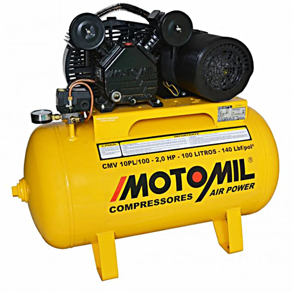 Compressor de Ar Media Pressao 2HP 100 Litros 140 Libras 9PCM 220V Motomil CMV-10PL/100A