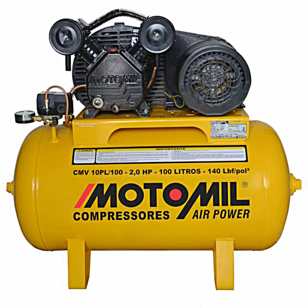 Compressor de Ar Media Pressao 2HP 100 Litros 140 Libras 9PCM 220V Motomil CMV-10PL/100A