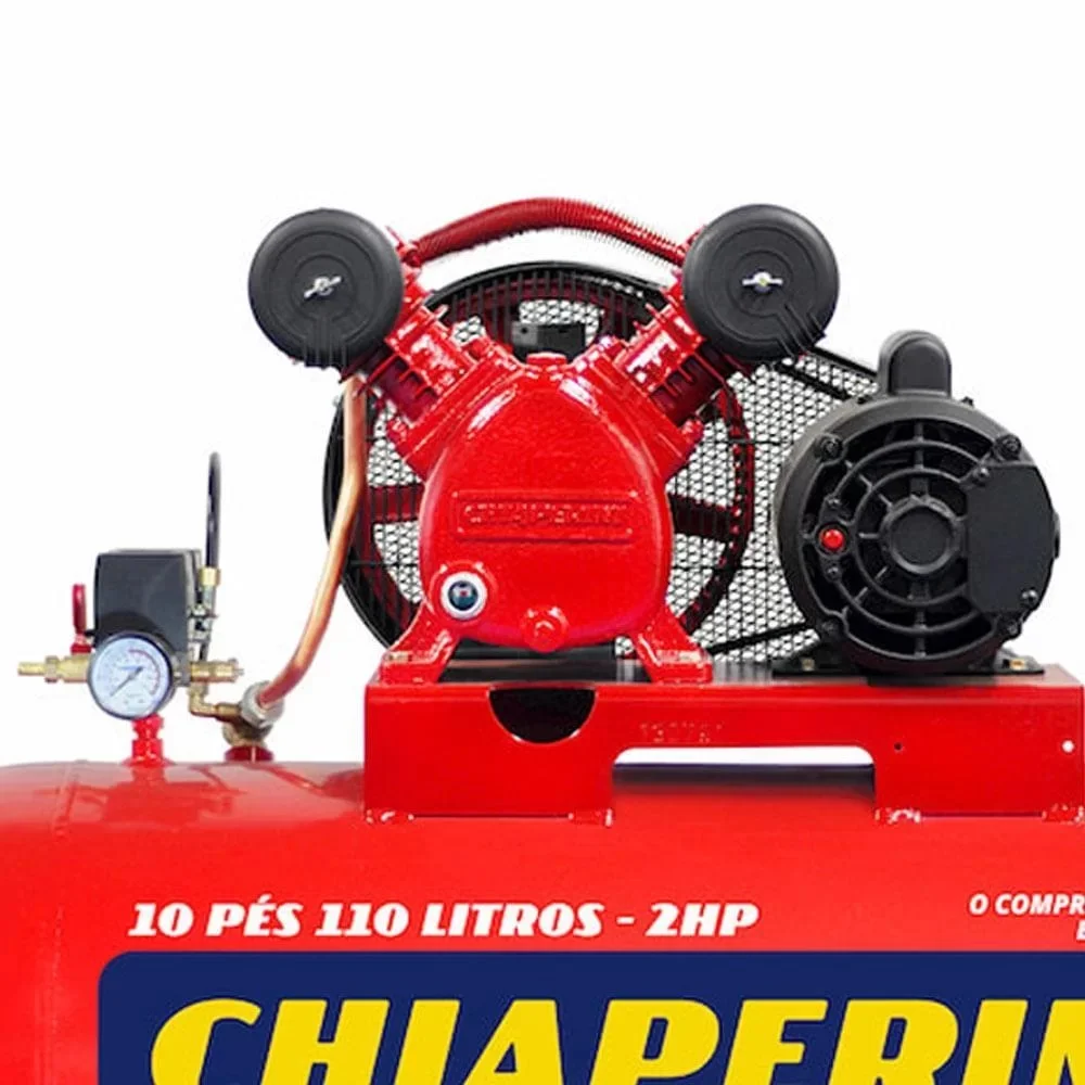 Compressor de Ar Media Pressao 2HP 110 Litros 140 Libras 10PCM Bivolt Chiaperini 10/110 RED