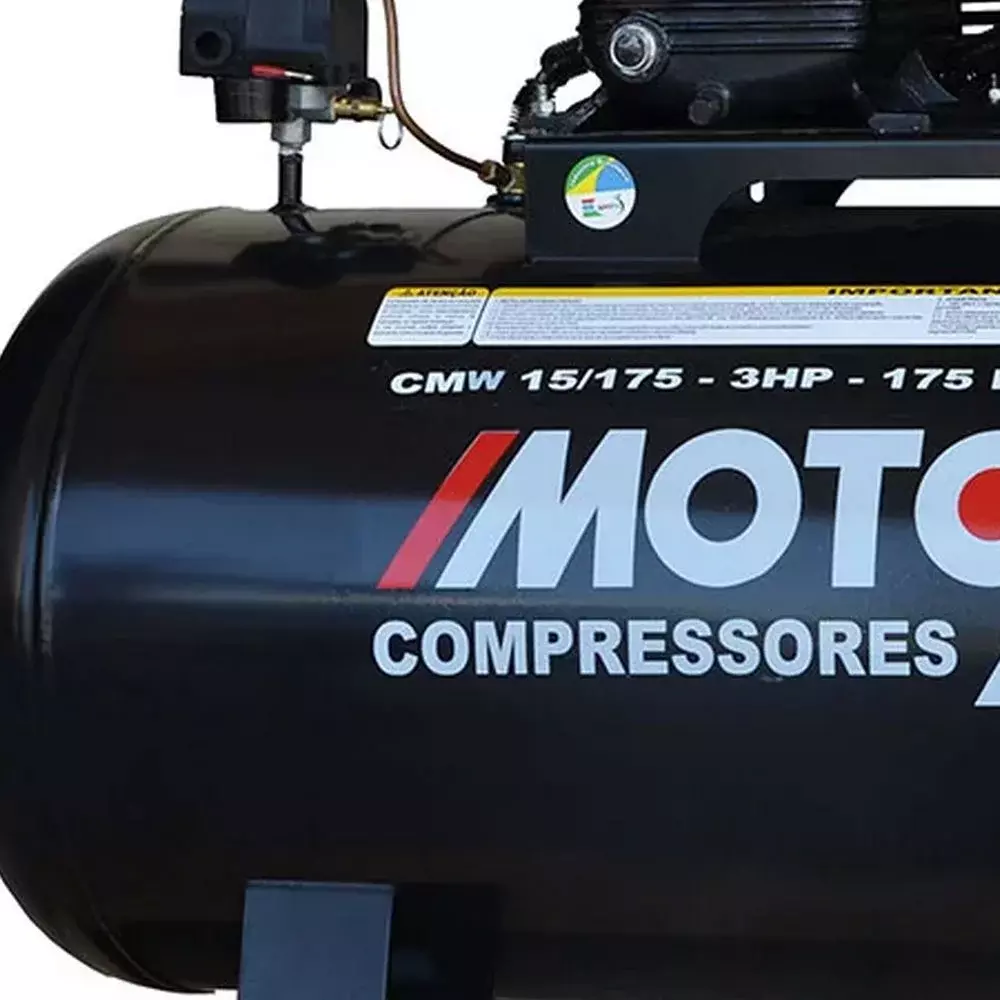 Compressor de Ar Media Pressao 3HP 175 Litros 140 Libras 15PCM Bivolt Motomil CMW-15/175