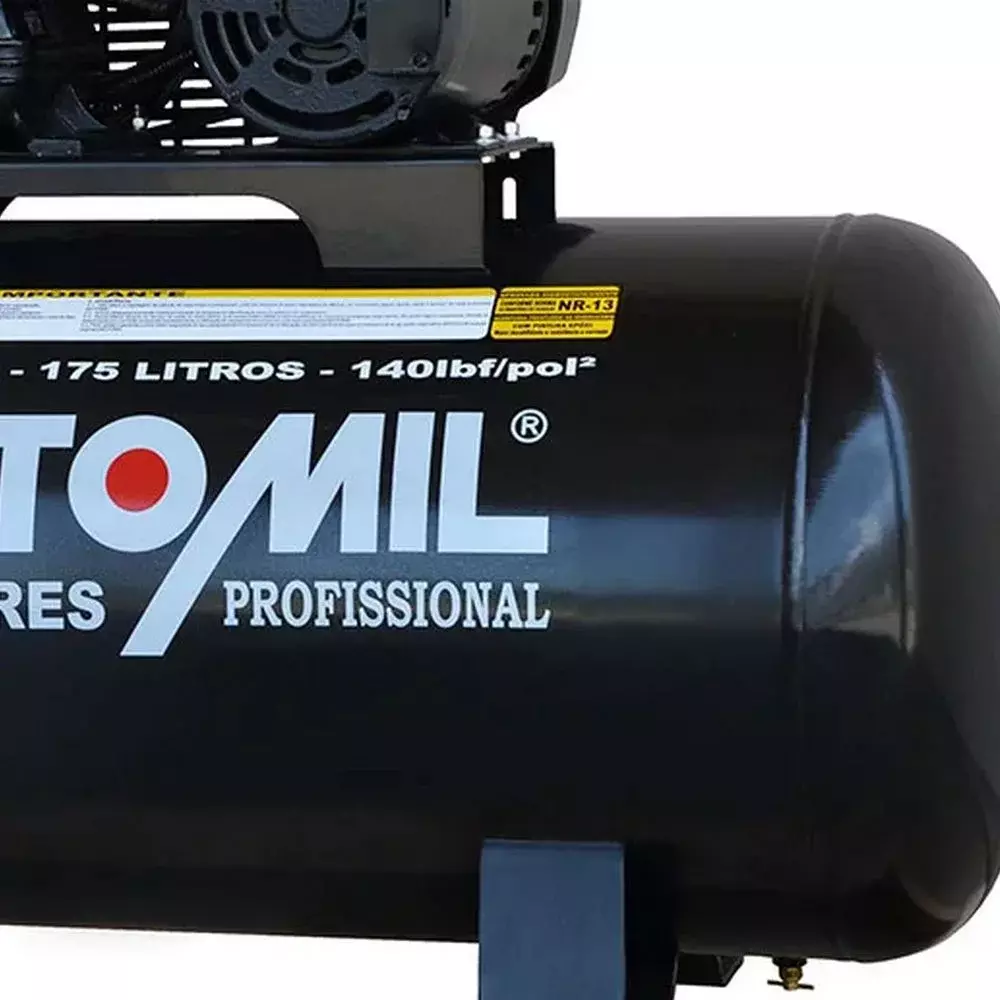 Compressor de Ar Media Pressao 3HP 175 Litros 140 Libras 15PCM Bivolt Motomil CMW-15/175
