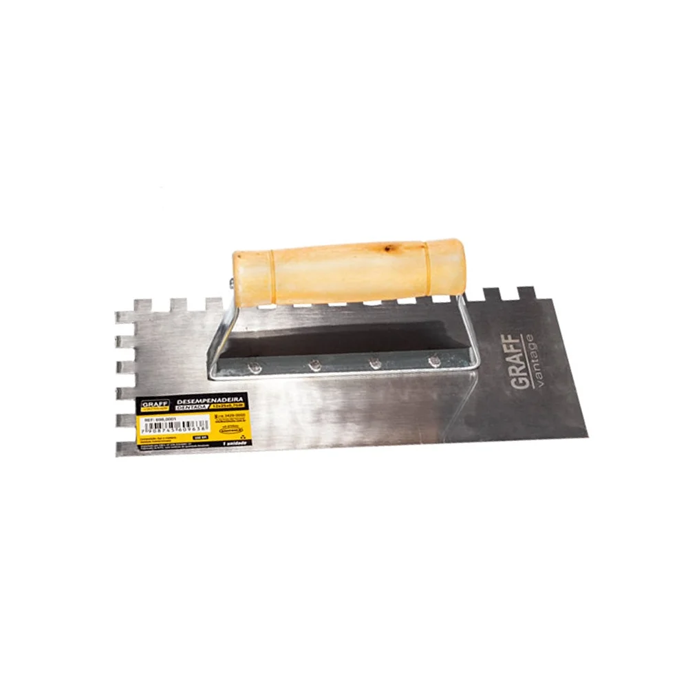 Desempenadeira de Aco Dentada Cabo de Madeira 250X120MM Graff 6980001