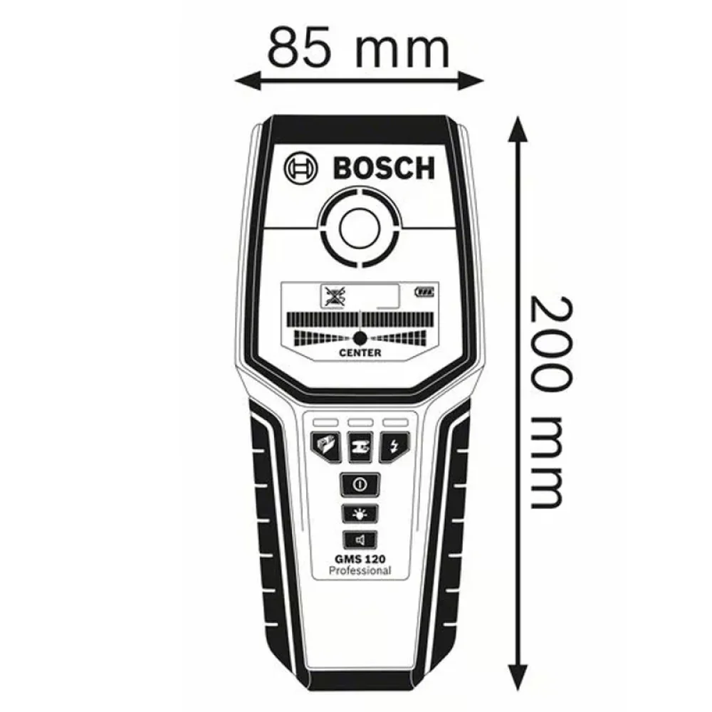 Detector de Materiais Digital Metais FIO e Madeira 120MM/+-5MM Bosch GMS120