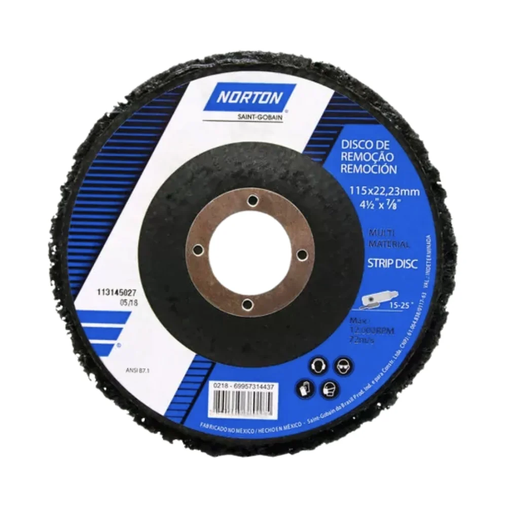 Disco de Acabamento Avos Beartex Preto Remover de Tinta e Ferrugem 4.1/2X7/8" Norton STRIP DISC