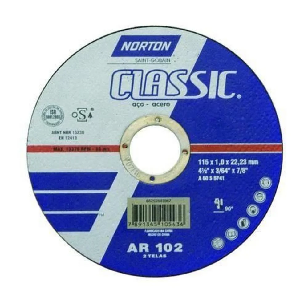 Disco de Corte Classic para Inox 4.1/2X3/64X7/8" Norton AR102