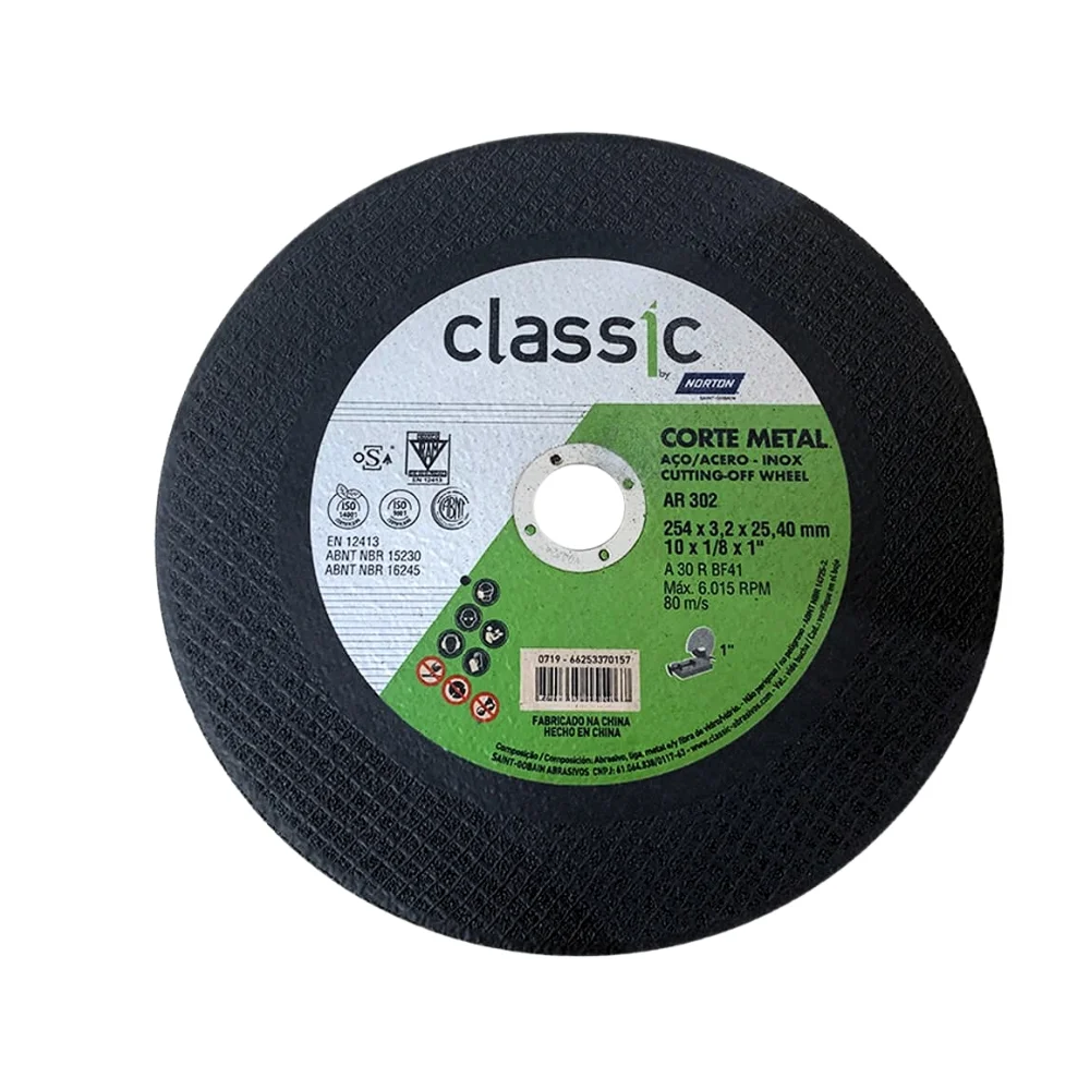 Disco de Corte Classic para Metal 10X1/8X1" Norton AR302