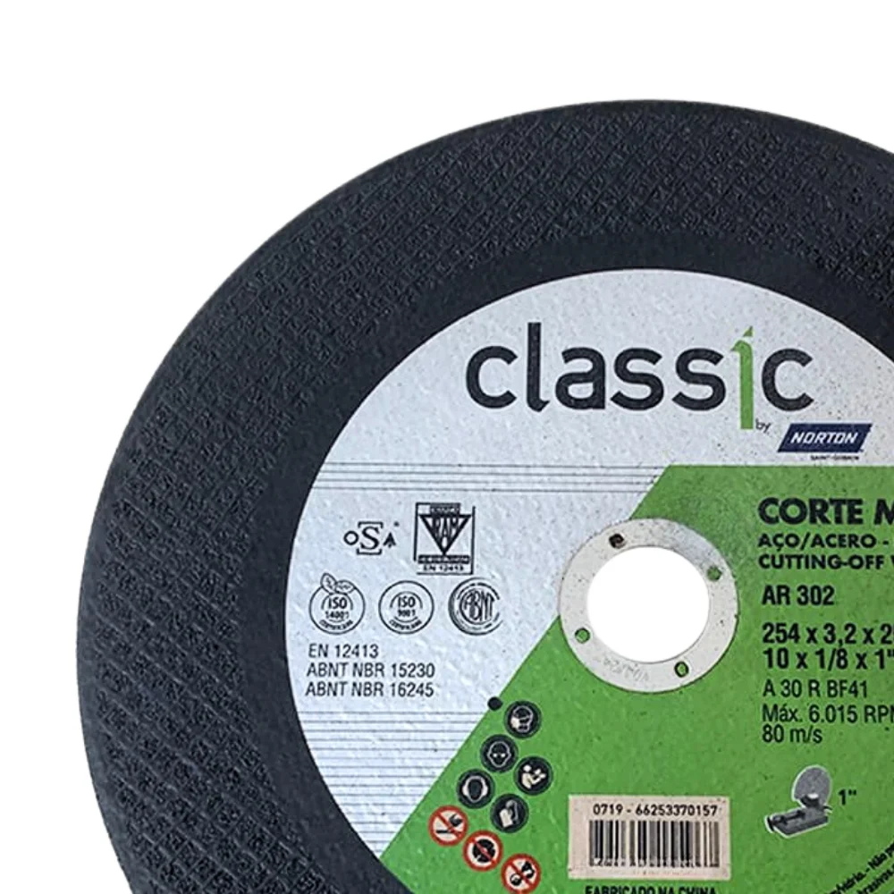 Disco de Corte Classic para Metal 10X1/8X1" Norton AR302