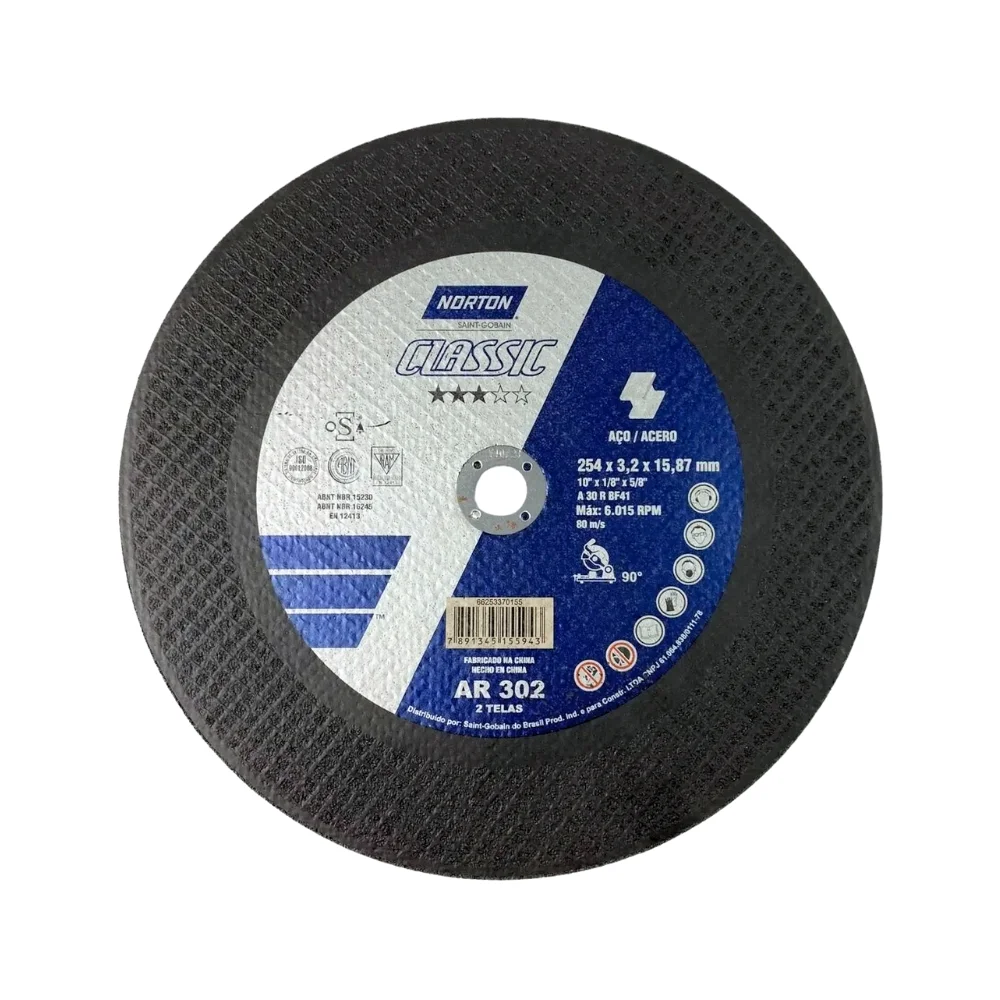 Disco de Corte Classic para Metal 10X1/8X5/8" Norton AR302