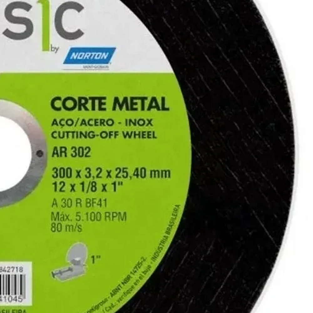 Disco de Corte Classic para Metal 12X1/8X1" Norton AR302