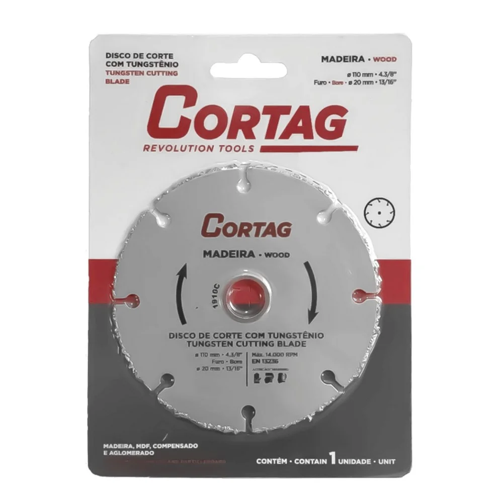 Disco de Corte de Tungstenio Para Madeira USO Em Serra Marmore 110X20MM Cortag 61346